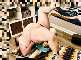 Stoned BBW does naked yoga