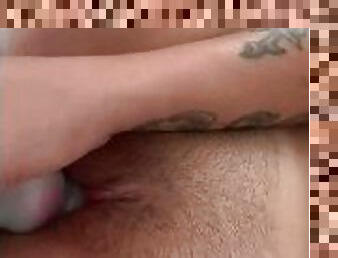 masturbieren, muschi, strapon, dilettant, lesben, junge, latina, gesichtspunkt, fest-tight, dildo