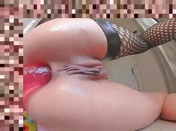 Deep Anal Fuck with Pinky Dildo & POV Explosive Squirt