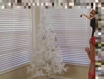 Mom and stepdaughter decorate more than the x-mas tree