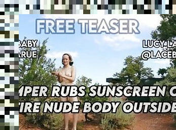 Camper Rubs Sunscreen on Entire Nude Body Outside FREE Trailer LaceBaby Lucy LaRue