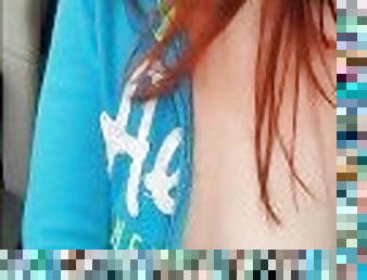 gros-nichons, public, babes, rousse, salope, point-de-vue, ejaculation, naturel, belle, gros-seins