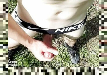 Extreme Hot Fit Boy Cumshot near Power Station