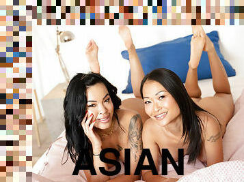 asia, payudara-besar, vagina-pussy, antar-ras, lesbian-lesbian, permainan-jari, berciuman, sperma, berambut-cokelat, tato