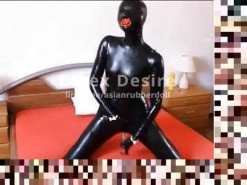 amador, brinquedo, cavalgando, dildo, fetiche, latex, sozinho, cowgirl, campainha, pernas