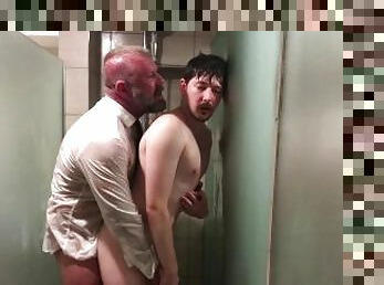 Suited Daddy comes home to his boy and fucks him in the shower