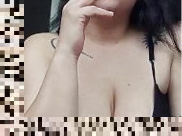 amador, bbw, fetiche, sozinho, fumando, morena