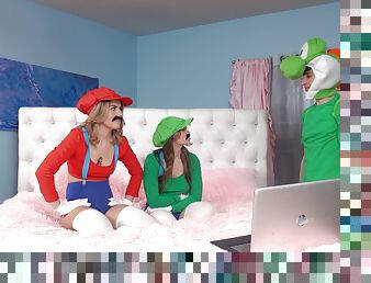 Aroused sluts grant lovers intense Mario role play perversions