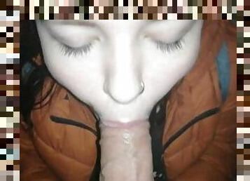 Street blowjob ended with cum in mouth