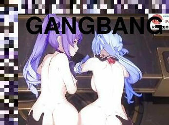 gruppknull, creampie, knullande, hentai