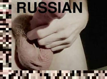 Russian thick cock exposed and masturbated from soft to hard