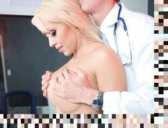 Busty blonde goes to a doctor's check and ends up getting laid with the man