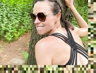 Wife fucks 2 guys and gets double creampie in public while out running / Sloppy seconds / Yoga pants