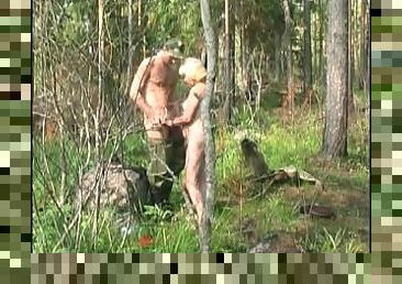 Soldier finds an old lady in the woods and fucks her