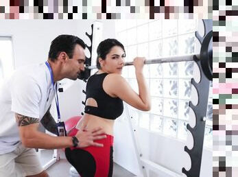 Rough sex at the gym is all about horny girl Valentina Nappi talking